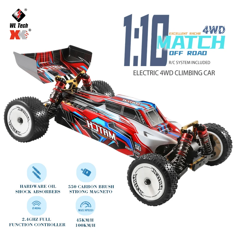 

WLtoys 104001 Rc Car 1:10 4WD Drive Off-Road 2.4G High Speed Radio Control Car 45km/h 100km/h Climbing RC Cars 1/10 Toys Vehicle
