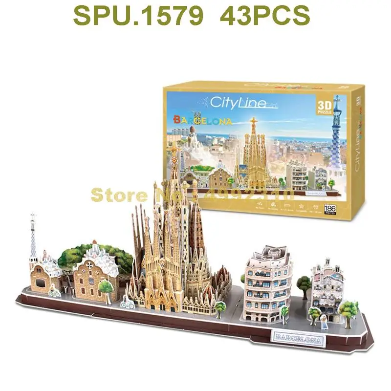 186 шт. 3d Пазлы Город и леска|Пазлы| |