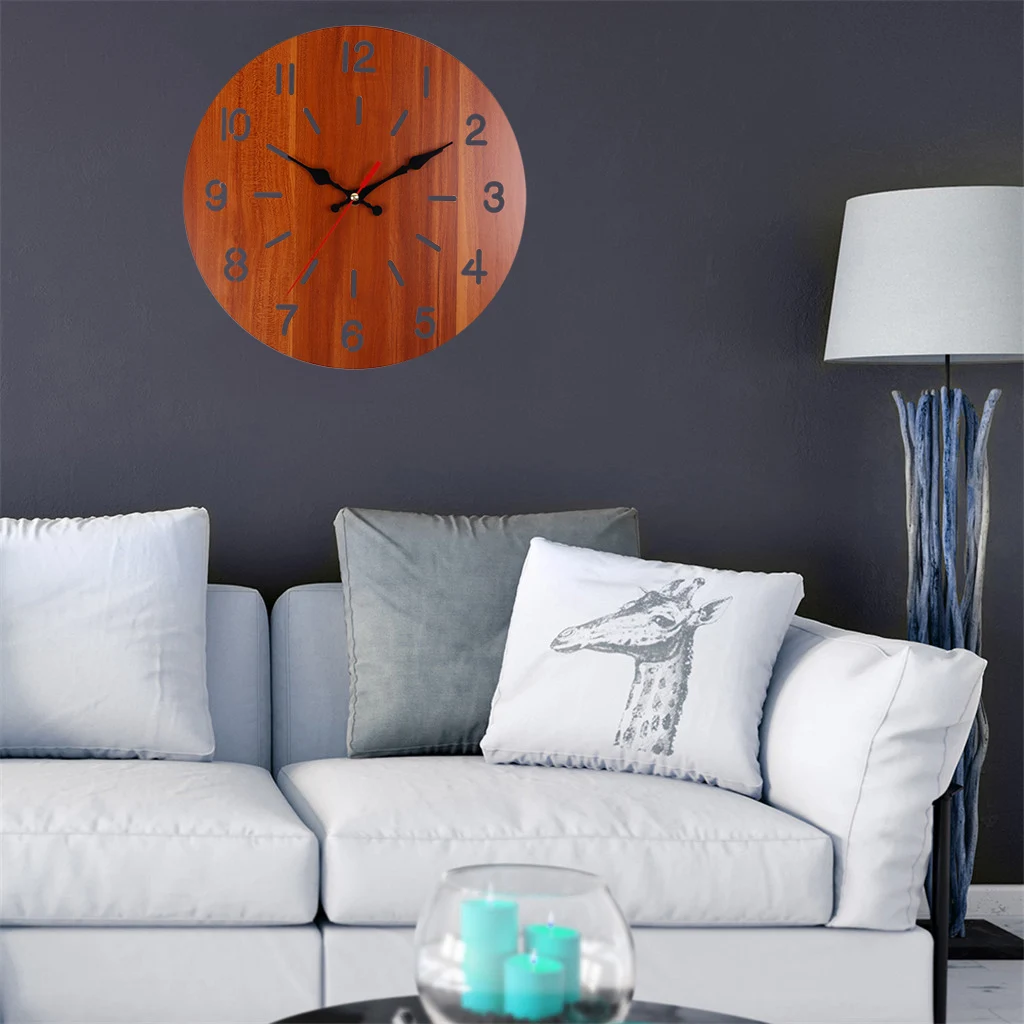 Настенные часы в стиле ретро 12 дюймов без тикания простые украшения для дома и