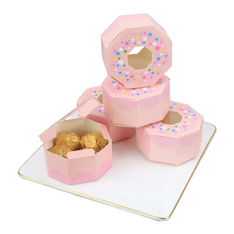 Donut Polygonal Cookie Boxes Handmade Diy Favor Gift Package Home Christmas Party Wedding Decoration