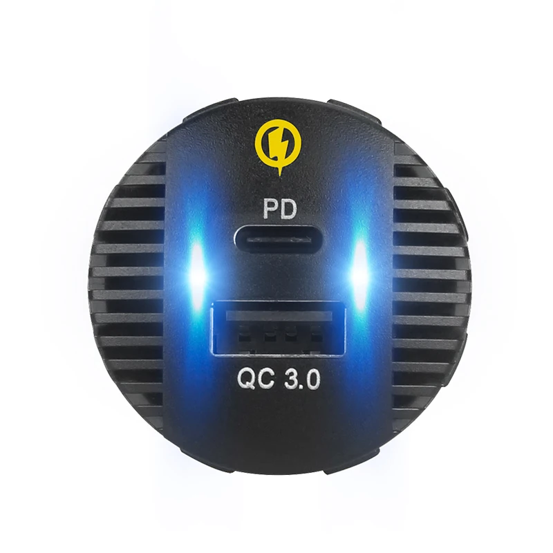 

36W Car USB Fast QC Type C PD 3.0 Dual Port Adapter Charger Embedded Socket Waterproof 12V To USB Car Charger For Mobile Phone