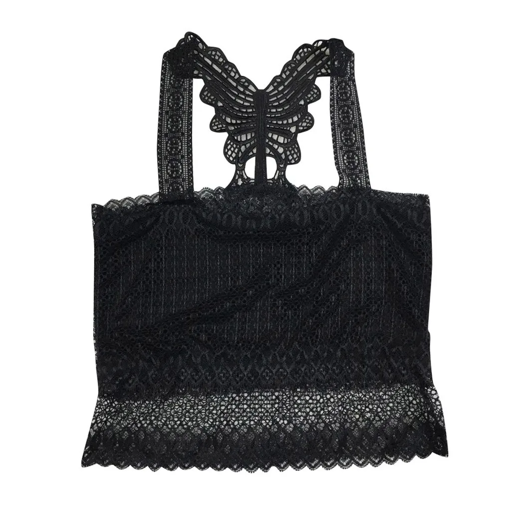 Женская майка с бабочкой на спине сексуальный однотонный кружевной топ дышащая