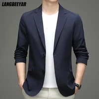 high end new designer brand luxury casual fashion navy blue slim fit party mens blazer suite jacket elegant mens clothing 2021