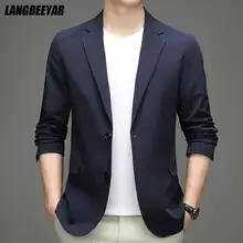 High End New Designer Brand Luxury Casual Fashion Navy Blue Slim Fit Party Mens Blazer Suite Jacket Elegant Mens Clothing 2021 (3)