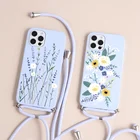 Чехол на шнурке для Samsung Galaxy A52, A32, A12, A72, A10, A20, A30, A50, A21S, A02S, A31, A40, A51, A71, A70, S20, FE, A20e, M12, A50S, с цветами