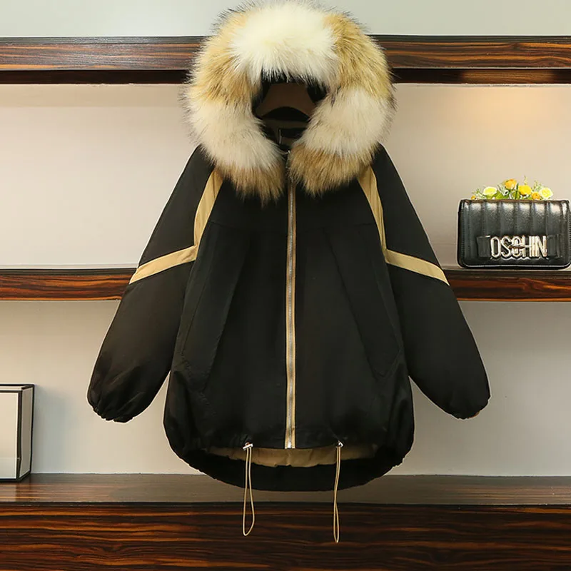 Pai Overcome Women's Winter Clothing 2021 New Large Fur Collar Mid-Length Down Thick Padded Coat s1009