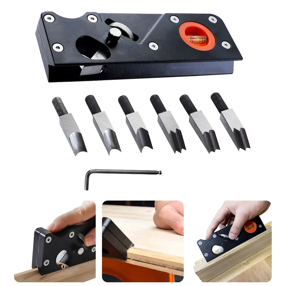 

Woodworking Planer Mini Hand Tool Flat Plane 7 Replaceable Heads Carpenter Craft Gift Adjustable Depth Woodworking Plane Tools