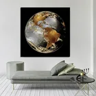 Современная Золотая серая карта земли мира Холст Картина маслом земли постер печать Скандинавская Настенная картина карта картина домашний декор