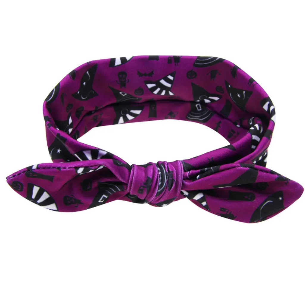 

Headband 2019 Hot Halloween And Christmas Children Baby Printing Rabbit Ears Bow Elastic Headband Fashion Accessories