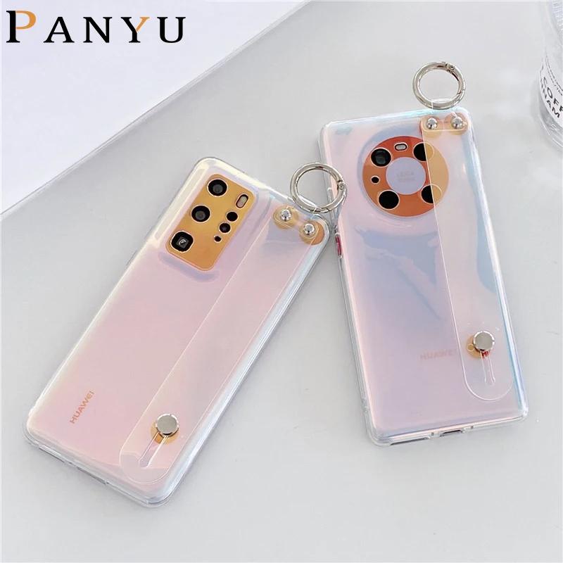 

Purple Colorful Wristband Cover Soft Phone Case For Huawei Honor 50 SE V30 30 P50 P40 P30 20 10X v40 Lite Pro Mate 40 40s Cases