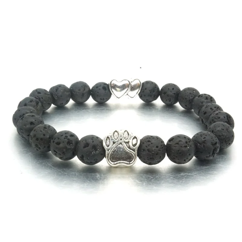 Браслет с бусинами из черного лавового камня 8 мм | Украшения и аксессуары
