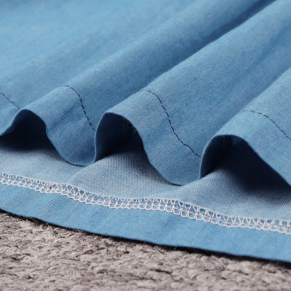 

Lugentolo Summer Dress Women Button Turn-down Collar Empire Solid Casual A-Line Short Sleeve Womens Mini Dress