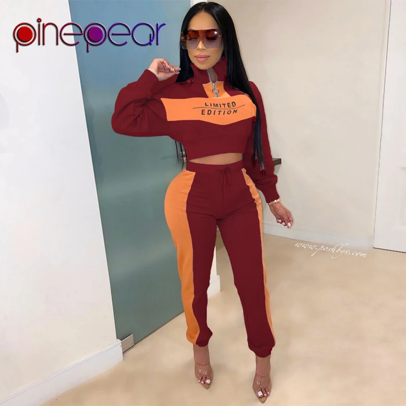 Женский спортивный костюм из 2 предметов PinePear Осенний повседневный с буквенным