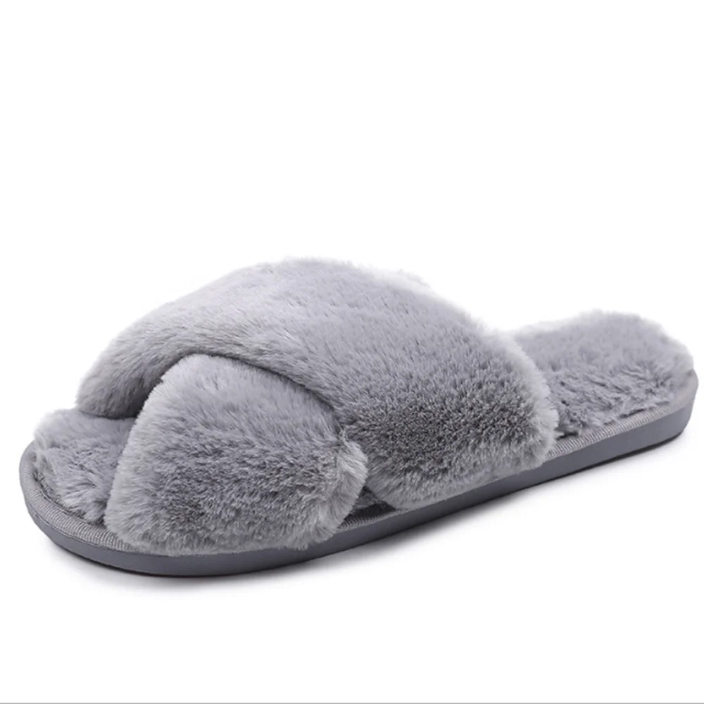 

Women's Fluffy Home Slippers, Comfortable Indoor Slippers, Artificial Leather Flip-flops, Warm Shoes, Home Slippers, New 2021