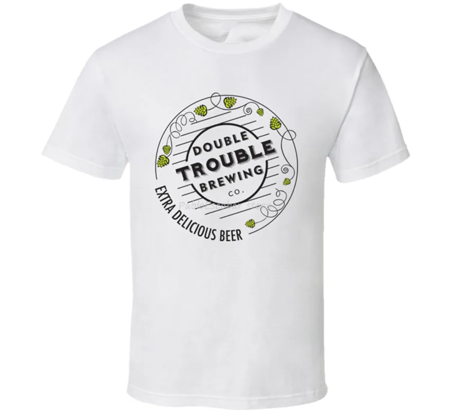 

men brand tshirt summer top tees New Double Trouble Brewing Beer Men'S T-Shirt Size 4XL 5XL Style Round Tee Shirt