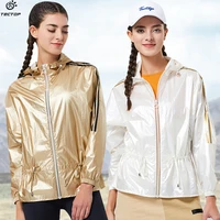 tantuo spring and summer outdoor sports bright light and breathable hooded sports windbreaker jacket ladies fashion casual wear