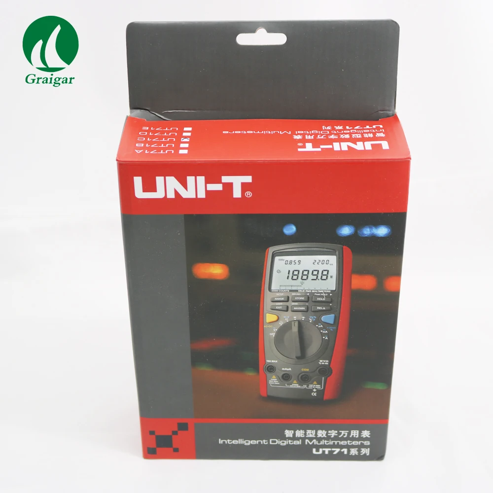 

UNI-T Digital Multimeter UT71C AC+DC Voltage Measurement Volt Amp Ohm Capacitance Temp Tester