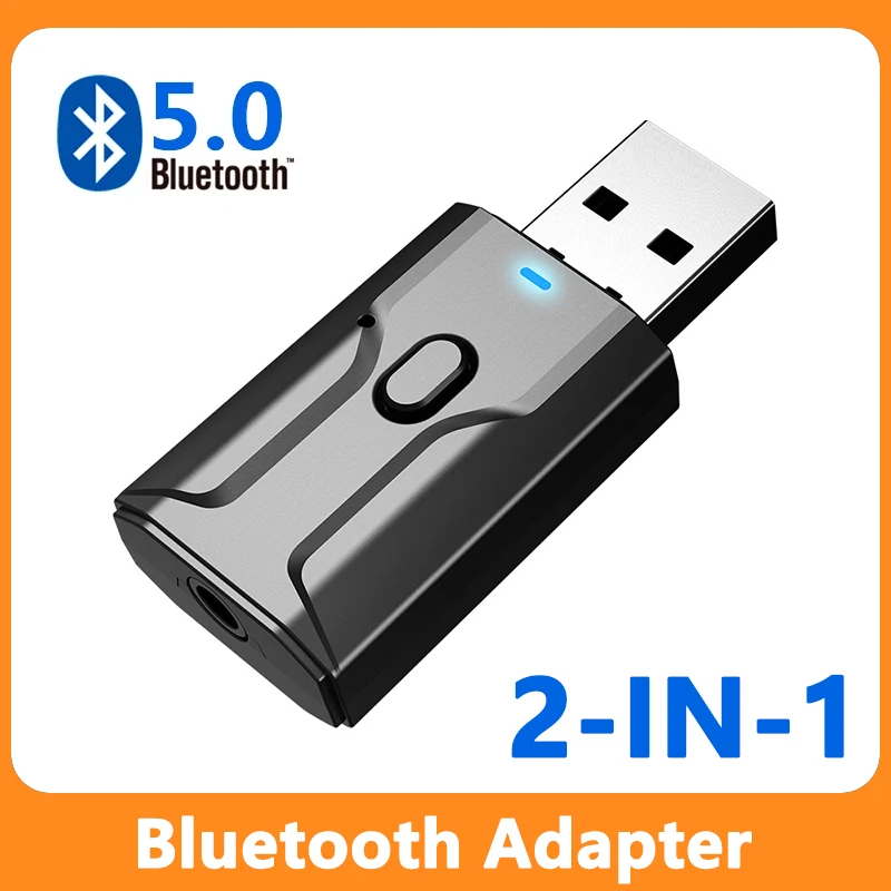 

USB Bluetooth 5.0 Adapter Wireless Bluetooth Transmitter Receiver 3.5mm AUX Jack Music Audio Adapter For PC TV Car Hands-free