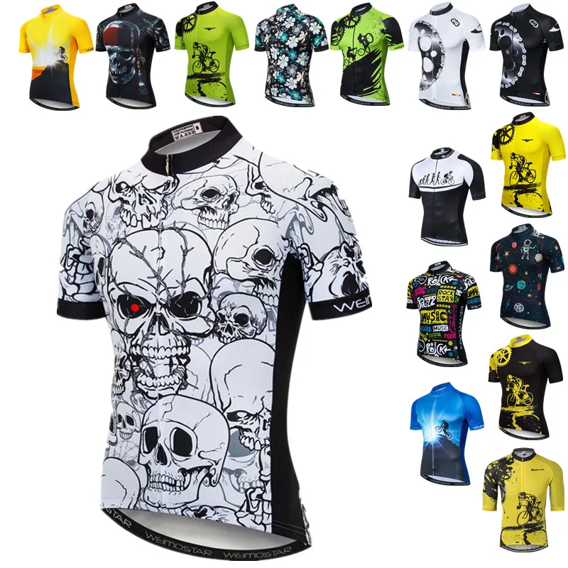 

Веломайка Weimostar мужская с коротким рукавом, быстросохнущая дышащая рубашка с принтом черепа, одежда для велоспорта