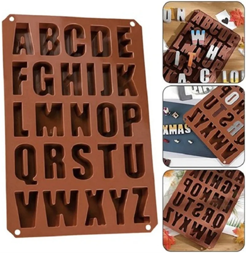 

26 Alphabet Silicone Ice Chocolate Molds 3D Capital English Letters Cement Plaster Mold Soap Fondant Cake Baking Decoration Tool