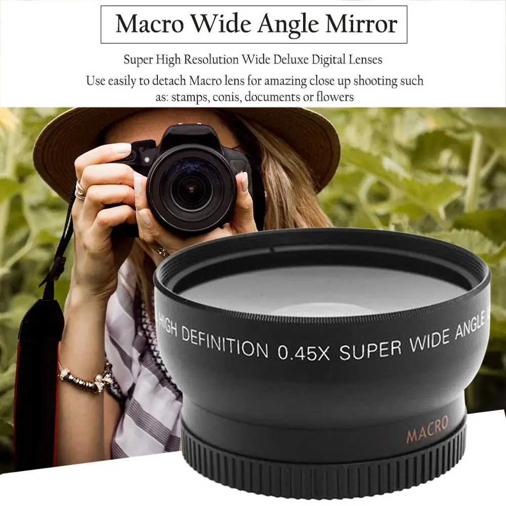 Профессиональный 52 мм 0 45 x широкоугольный макрообъектив для Nikon D3200 D3100 D5200 D5100