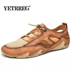 Сандалии мужские сетчатые удобные, дышащие римские сандалии, обувь ручной работы на плоской подошве, модные летние туфли, размеры 38-48