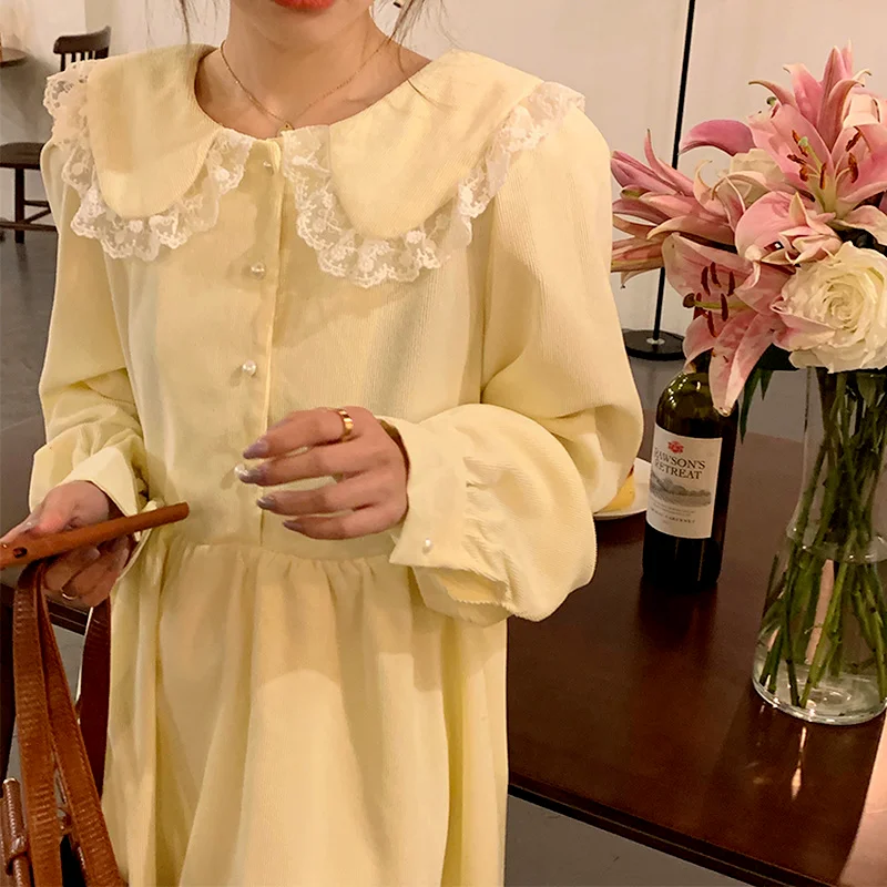 Женское платье Harajpoo кружевная Вельветовая одежда весна-осень Корейская Талия Y2k