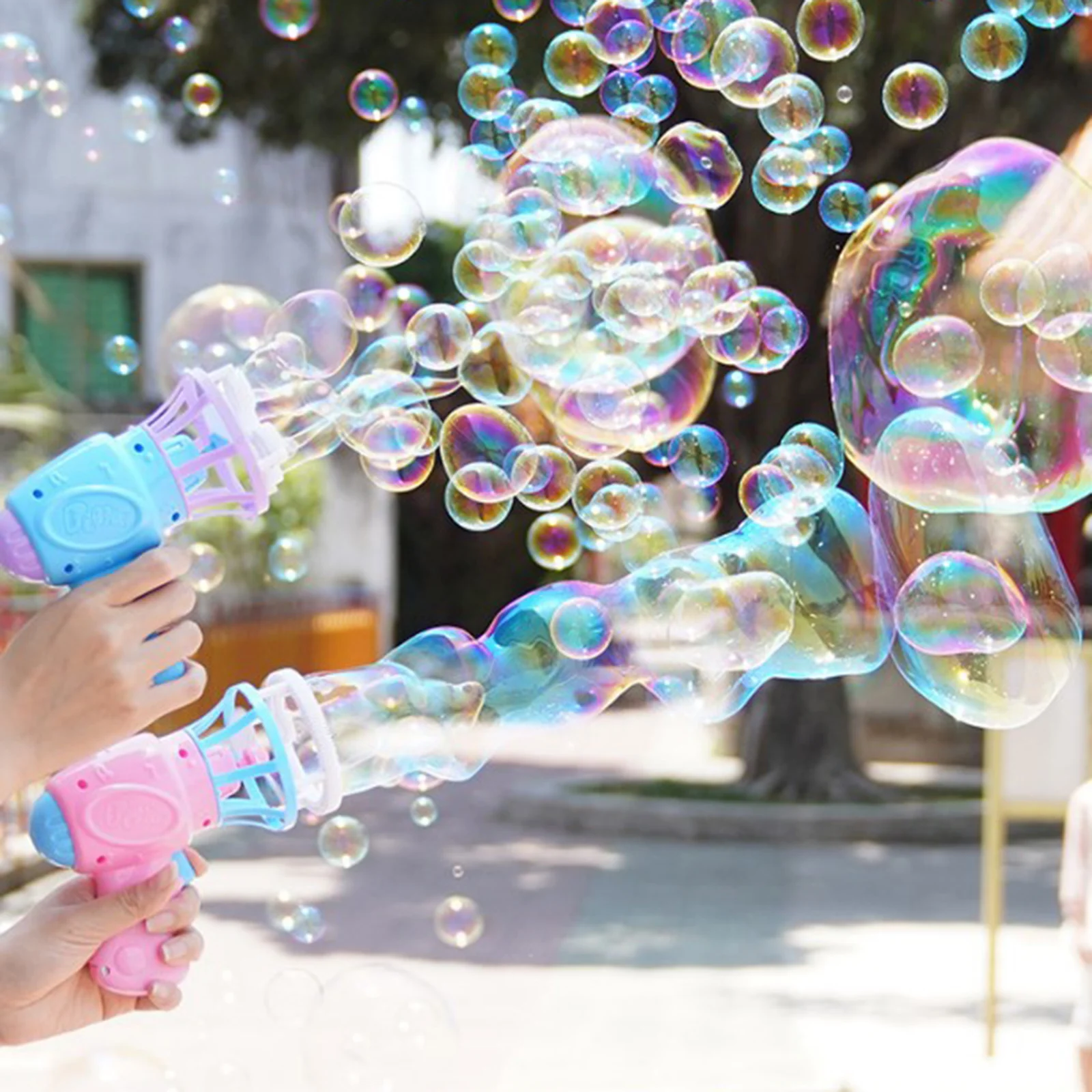 

Летняя забавная Волшебная воздуходувка для пузырей, электрическая автоматическая пузырьковая пушка с мини-вентилятором, Детские уличные и...