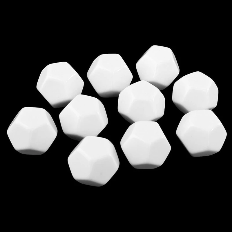 

10Pcs/Pack New Acrylic White Blank Dice Teaching Props Game Accessories Mathematical Tools Pentagonal Corner