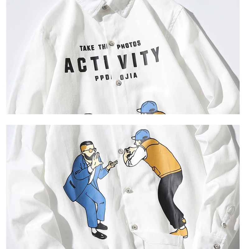 

Una Reta Men's Shirt Autumn New Brand Hip-Hop Men's Shirts Streetwear Print Long Sleeve Single-breasted Plus Size Shirt Men