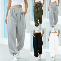 women elastic waistband joggers autumn winter fashion solid sports trousers gyms loose long running pants