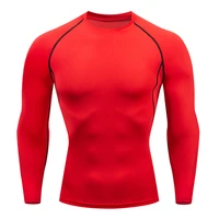 solid color top for fitness men t shirt long sleeve shirt compression tights mma quick dry t shirt rashgard male autumn clothes