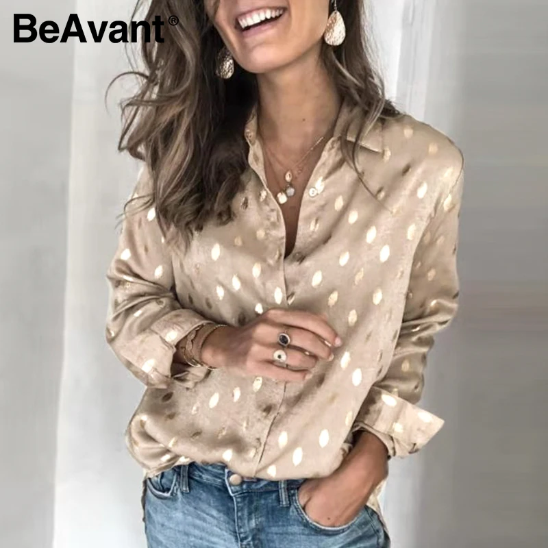 Женская Повседневная Блузка с длинным рукавом и принтом BeAvant элегантная офисная