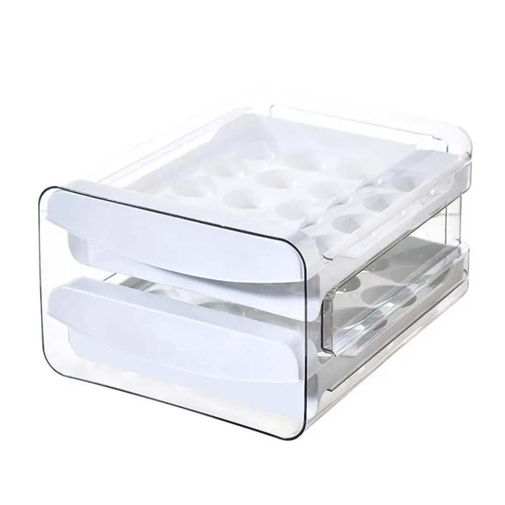 

Stack 2-Layer Egg Storage Box Egg Holder Trays Double Layer Drawer Type 40 Eggs Drawer For Refrigerator Clear Tray For Kitchen R