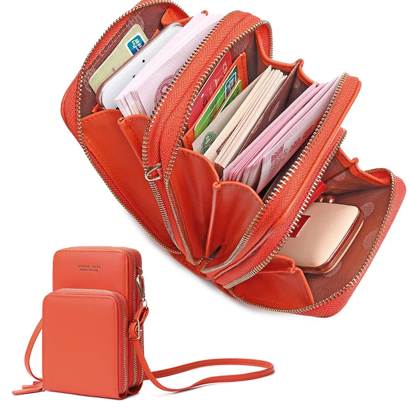 

New Women Casual Stylish Large-capacity Diagonal Package Cell Phone Wallet Big Card Holders Wallet Clutch Shoulder Straps Bag