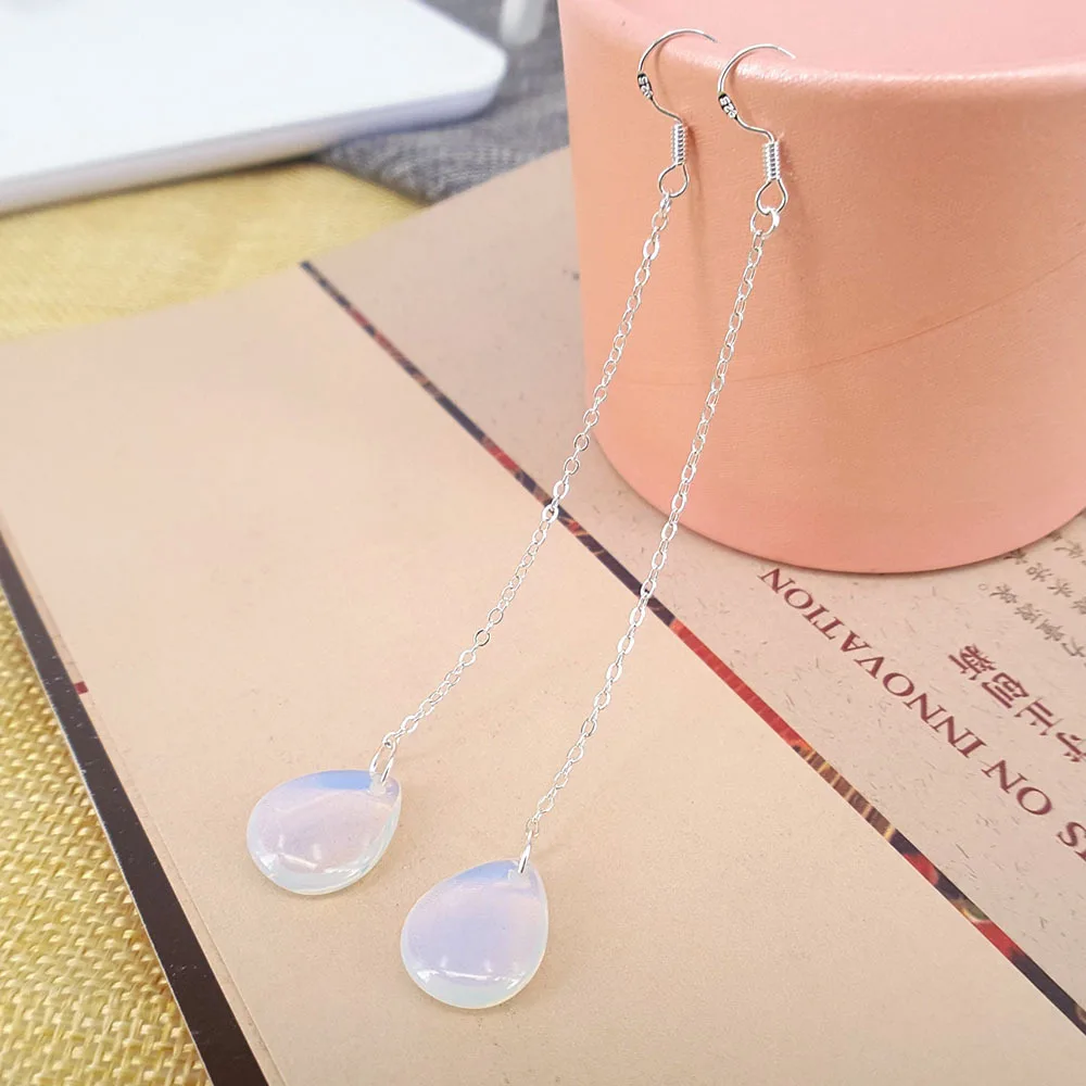 Серьги в форме капли с белсветильник опалом женские длинные серьги натуральными