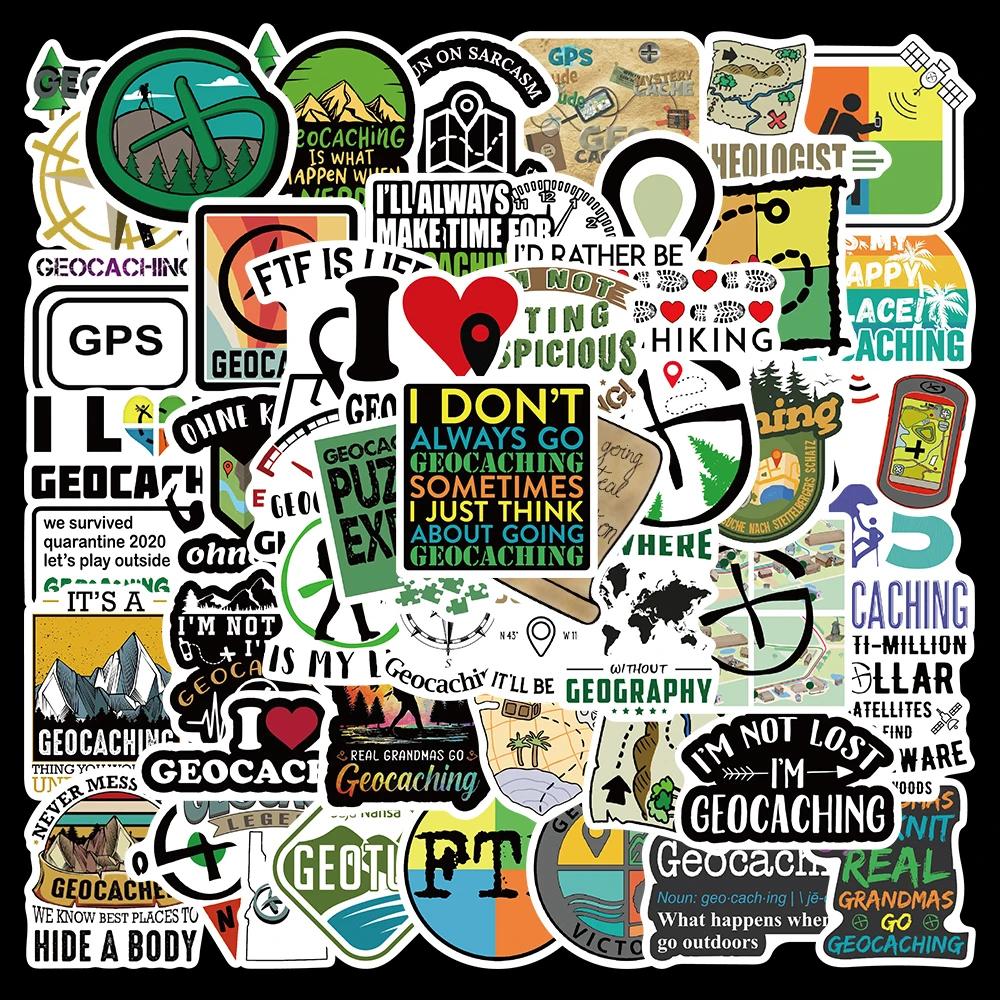 

10/50pcs Outdoor Adventure Treasure Hunt Geocaching Graffiti Stickers For Skateboard Luggage Notebook Decal Stickers Kid Toys