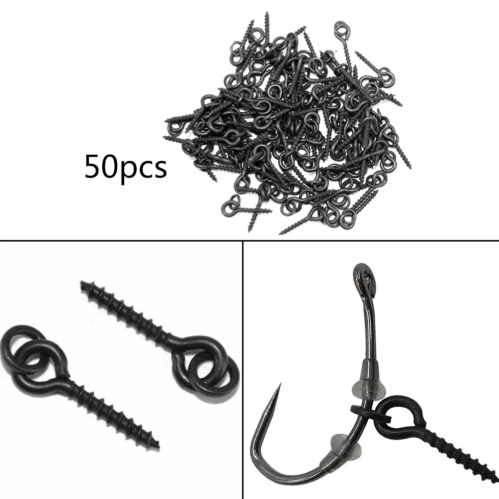 

50Pcs Bait Screws Steel Carp Fishing Boilie Bait Screws Bait Tools Fishing Hook Stoper for Fishing Terminal Tackle