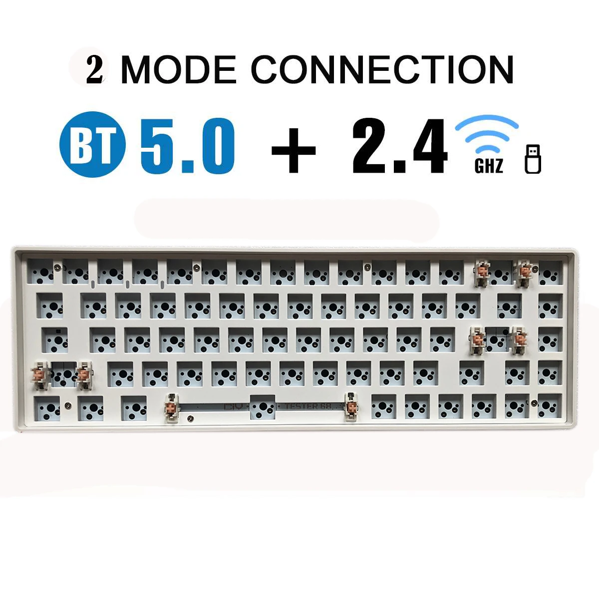 TESTER 68Keys Hotswap DIY Keyboard Customized Kit TWO Mode bluetooth 2.4Ghz Mute Cotton Compatiable With 3/5 Pins Switches