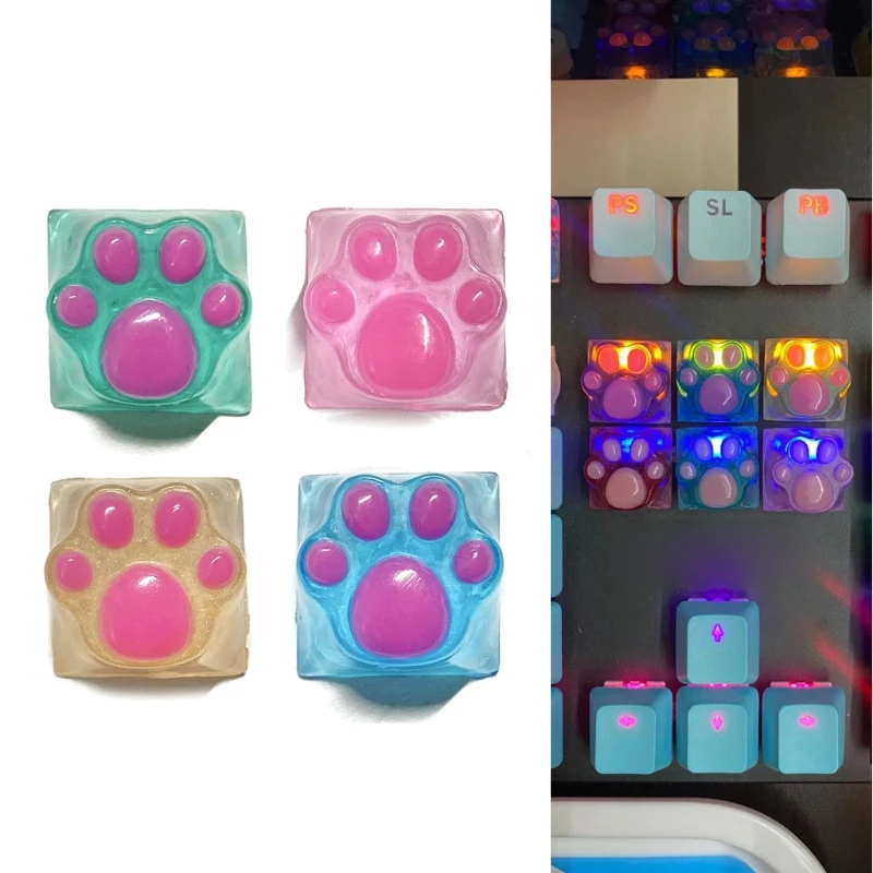 

Kitty Paw Cat Paws Handmade Customized OEM Resin Keycap Keyboard RGB Translucent 32CA