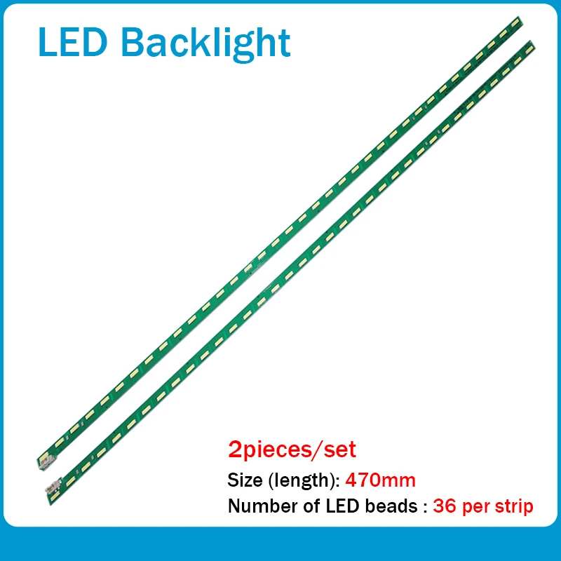 

New 2 pieces/set 36LED 47cm LED strip for LG 43LF5400 43LF5900 MAK632C7801 G1GAN01-0794A G1GAN01-0793A 43inch FHD R L Type