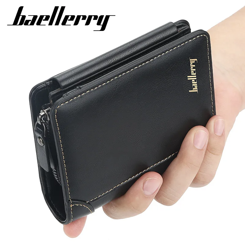 

Wallet Men's Short European and American Multi-card Position Three-fold Zipper Coin Purse Fashionable Thin Card Holder for Men