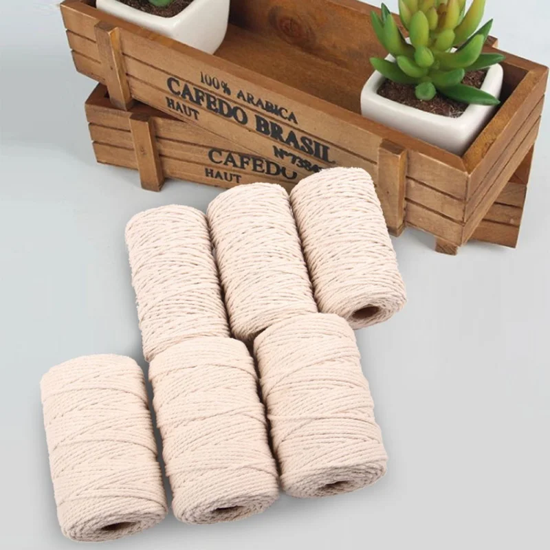 3 мм веревка макраме витая нить хлопковый шнур ручной работы натуральный бежевый