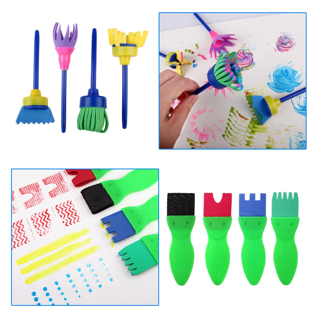 

12/26/29/31PCS Kids Education DIY Flower Graffiti Sponge Art Supplies Brushes Seal Painting Tools Funny Drawing Toys