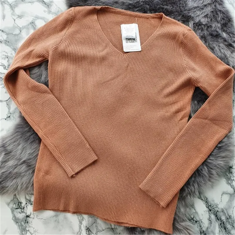 GCAROL New Fall Winter Women V Neck Sweater 30% Wool Cashmere Jumper Stretch OL Elegant Base Knit Pullover 2XL | Женская одежда