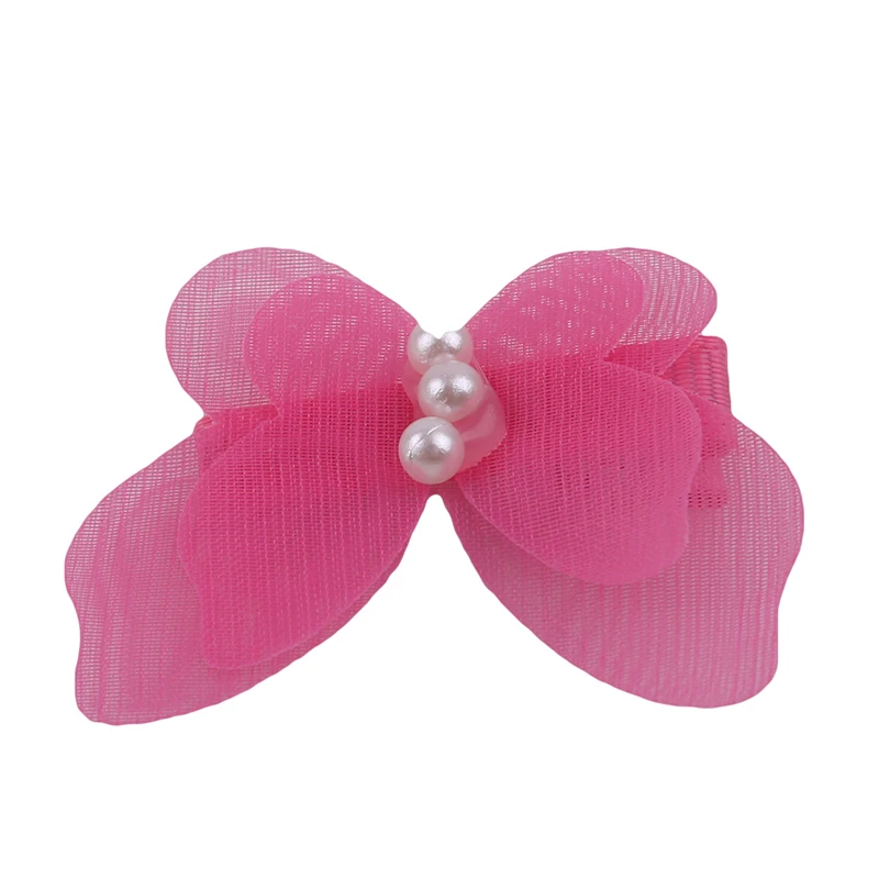 10 шт./лот заколки для волос ярких цветов с милым бантом-бабочкой бусинами