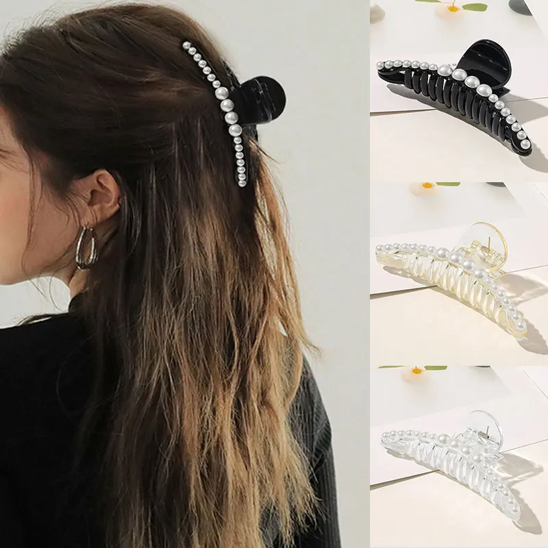 Женская заколка краб с жемчугом 1 шт.| |