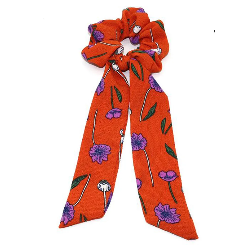 Женский шарф в горошек с цветочным принтом ленточный бантик резинки для волос