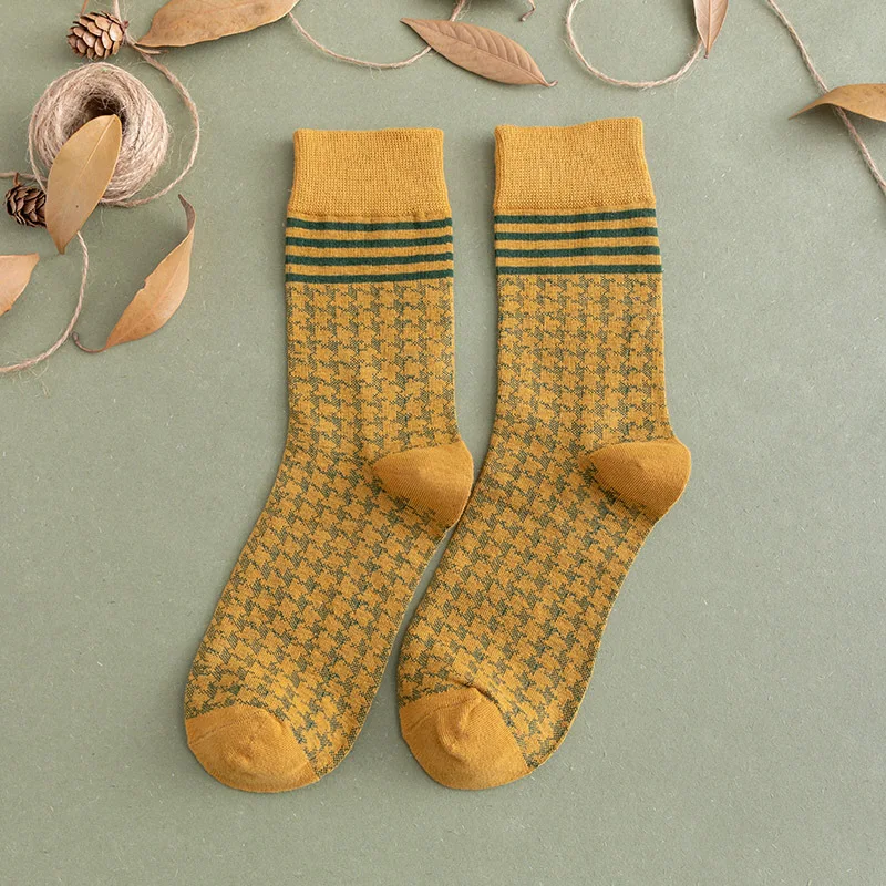ginger yellow Jeseca милые носки в японском стиле для девочек г. Осенне-зимние толстые теплые носки для женщин Harajuku, винтажные уличные хлопковые носки - Цвет: ginger yellow