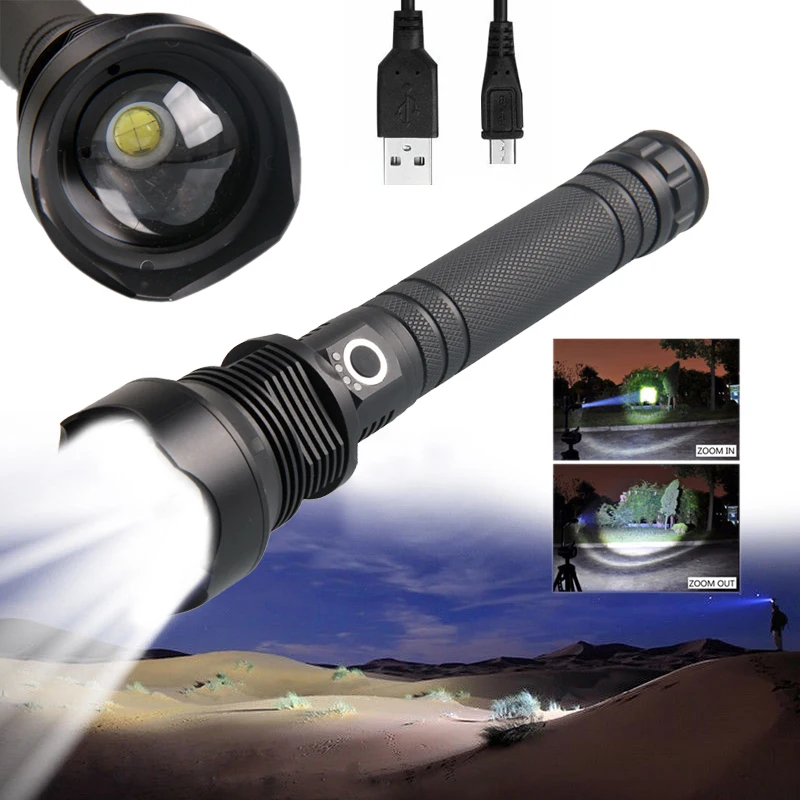 

XHP70.2 most powerful led flashlight usb Zoom Tactical torch xhp70.2 18650 or 26650 Rechargeable battery hand light